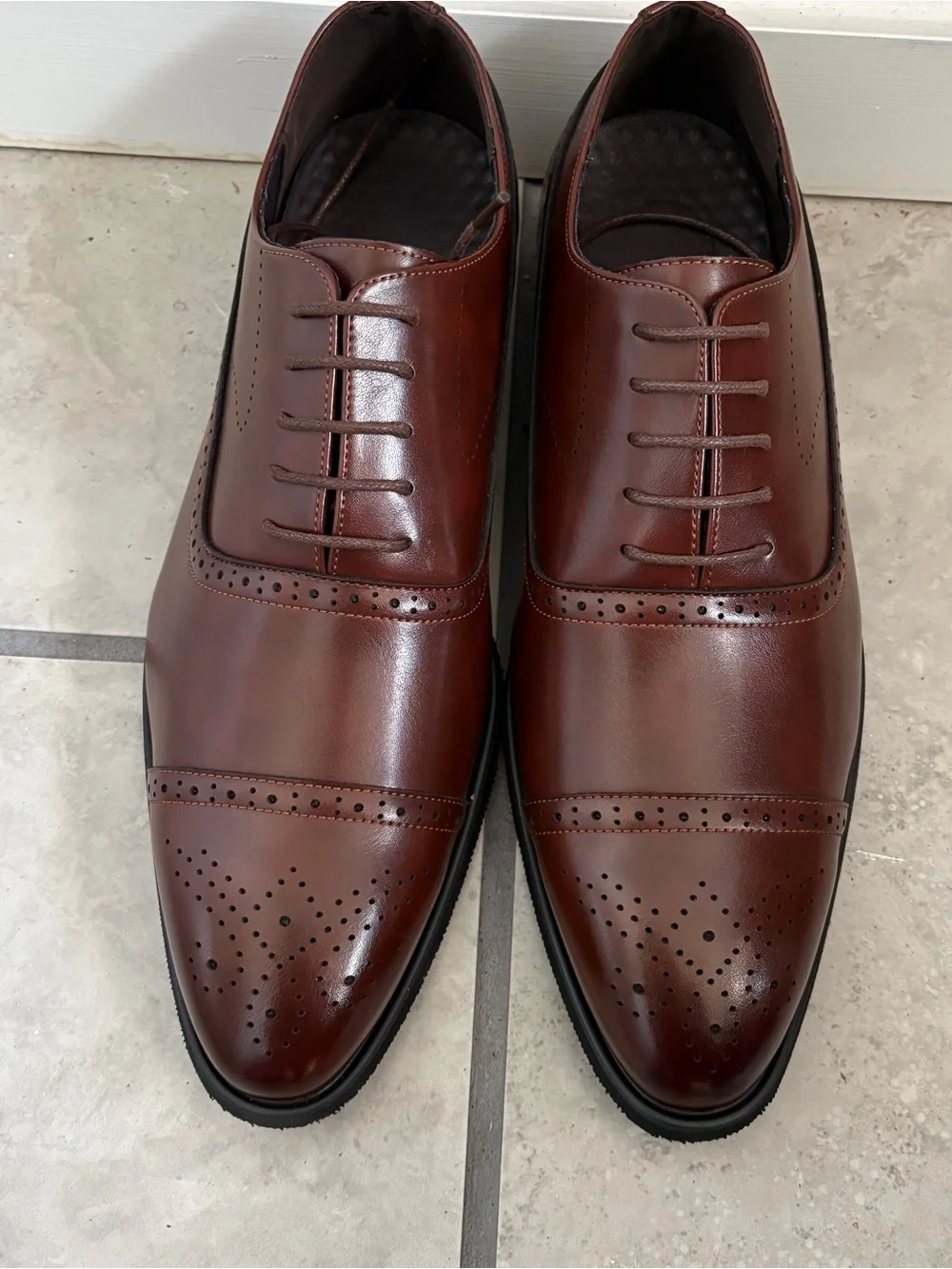 Men's Brown Leather Cap-Toe Oxford Dress Shoe size 46 (12-12.5 US)